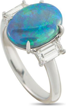 Luxury Bazaar Platinum 0.71ct Diamond and Opal Ring MF11-052126