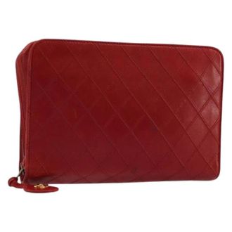Chanel Pre-owned Pouch - Dames - Pre-owned - Rood - Maat: ONE Size Leer