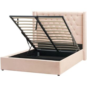 Beliani Letto contenitore velluto beige e argento 140 x 200 cm Lubbon