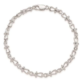 Diamond2Deal Sterling Silver Rhodium-plated Polished Mariners Shackle Link Bracelet 7.75