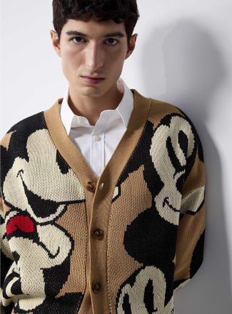 Le 31 Mens Mickey Mouse jacquard Cardigan Sweater Imported from Seoul