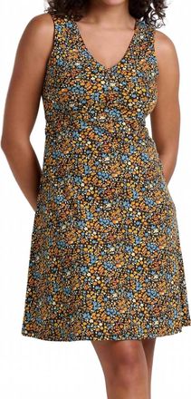Toad & Co Rosemarie Sleeveless Mini Dress In Black Ditsy Print