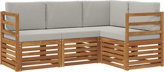 vidaXL Conjunto De Sof&aacute;s De Exterior 4 Uds. Gris Natural Y Claro Vidaxl