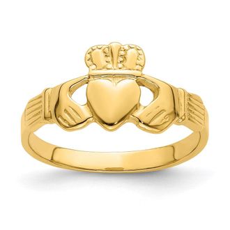 Diamond2Deal 14k Yellow Gold Polished Claddagh Ring