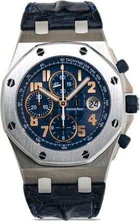 Audemars Piguet pre-owned Royal Oak 44mm - unisex - Sapphire Glass/Titanium/Crocodile Leather/Steel - One Size - Blue