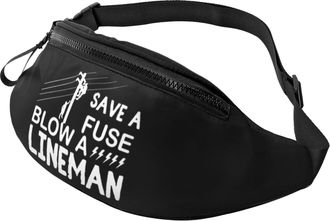 Generic Lineman Save A Fuse - Blow A Lineman Belt Bag Waist Packs Adjustable Fanny Packs For Travel Camping Gym 14X35Cm