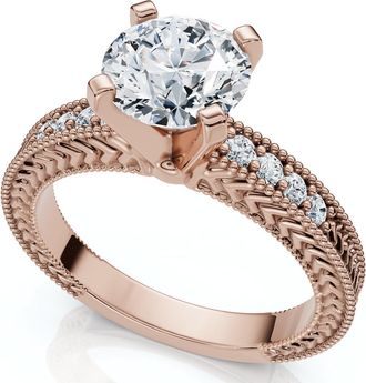 Pompeii3 Certified 1.60Ct Vintage Diamond Engagement Ring 14k Gold or Platinum Lab Grown