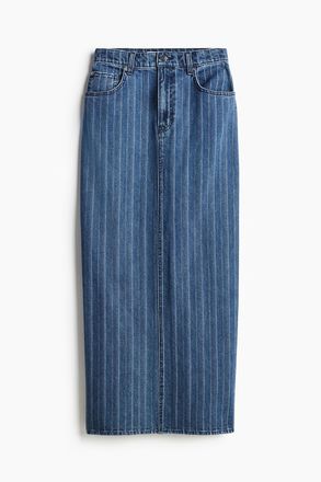H&M Langer Denimjupe - Denimblau/Nadelstreifen