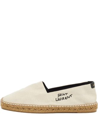 Saint Laurent canvas logo-embroidery espadrilles - Neutrals