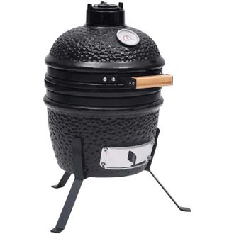 vidaXL Vidaxl - Barbacoa 2 En 1 Ahumadora Kamado De Cer&aacute;mica Negro 56 Cm