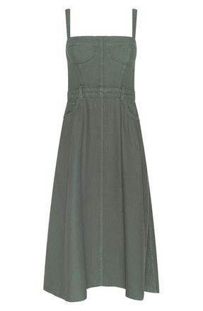 L'agence Jovie Bustier Sleeveless Midi Dress in Smokey Olive at Nordstrom, Size 14