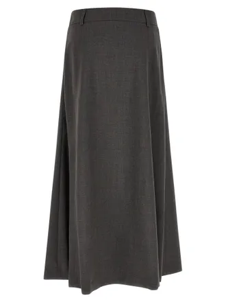 PESERICO Flared A-Line Virgin Wool Skirt - Anthracite