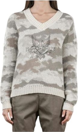Aeronautica Tops - Dames - V-hals truien - Grijs - S - Truien & Vesten