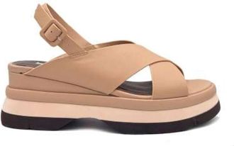Jeannot Sandaal met sleehak - Dames - Sleehakken - Beige - 36 EU - Leer - Schoenen