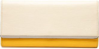 Louis Vuitton White Yellow Leather Long Wallet (Bi-Fold) (Pre-Owned)