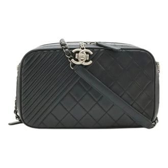 Chanel Pre-owned Boy Camera Bag Leather Black - Dames - Pre-owned - Zwart - Maat: ONE Size Leer