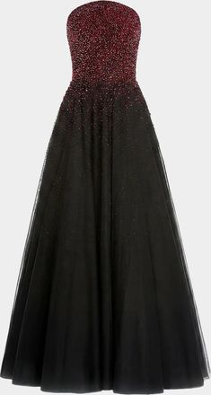 Mac Duggal Embellished Tulle Strapless Ball Gown