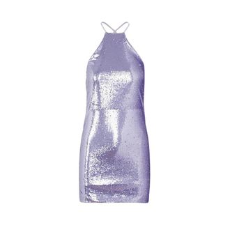 The Attico Pailletten Geborduurde Rugloze Lila Jurk - Dames - Korte kleedjes - Paars - XS - Pailletten - Kleedjes