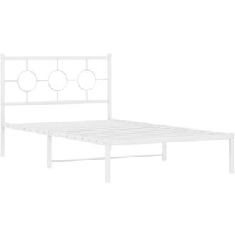 vidaXL Estructura Cama Sin Colch&oacute;n Con Cabecero Metal Blanco 107x203cm Vidaxl