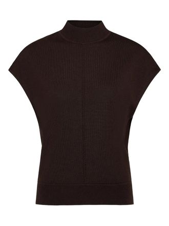 TWP Wren topstitch high-neck top - women - Wool - L - Brown