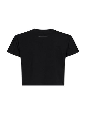 Maison Margiela Womens Cropped T-Shirt With Flipped Print Black Cotton T-Shirts & Jerseys