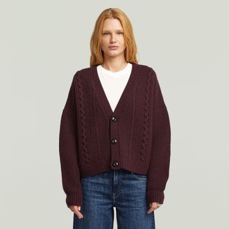 G-Star Cable Cropped Gebreid Vest - Rood - Dames