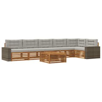 vidaXL Conjunto De Sof&aacute;s De Exterior 7 Pcs Natural Y Gris Claro Vidaxl