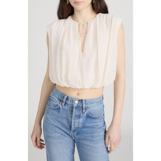 Frame Denim The Wave Tie Neck Silk Top in Cream at Nordstrom, Size X-Large