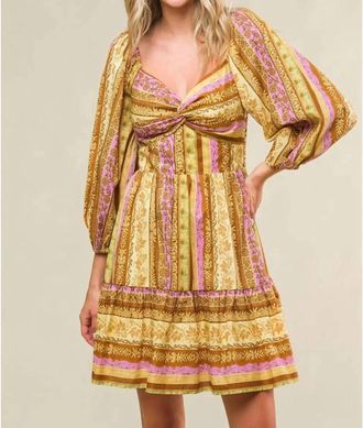 Flying Tomato All My Pride Woven Mini Dress In Brown Lavender