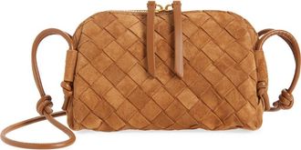 Bottega Veneta Concert Intrecciato Suede Crossbody Pouch in 2588 Amber-Gold at Nordstrom