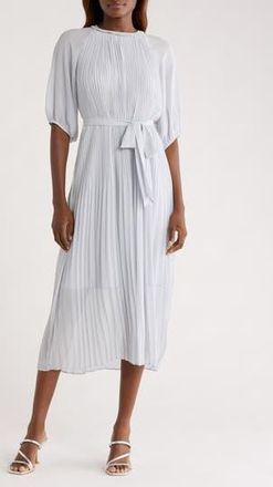Melloday Pleated Long Sleeve Dress in Light Blue at Nordstrom Rack, Size Medium