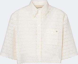 Valentino VLogo broderie anglaise cotton shirt