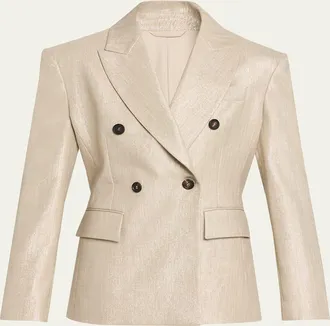 Brunello Cucinelli Bold Shoulder Double-Breasted Jacket