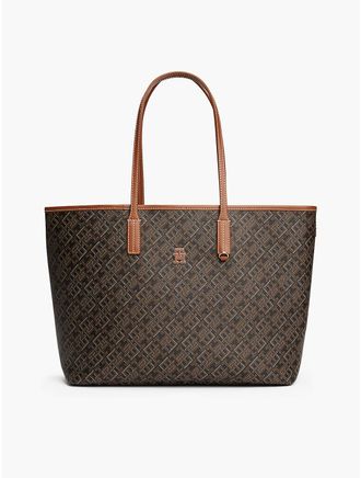 Tommy Hilfiger Womens Allover Monogram Tote Bag - Black Mix