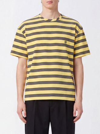 Celine Striped Cotton T-shirt with Contrasting Logo and Dropped Shoulders