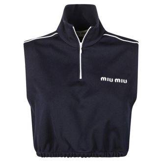 Miu Miu Tops, Dames, Blauw, M, Mouwloze Tops