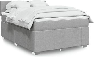 vidaXL Vidaxl - Cama Box Spring Con Colch&oacute;n Tela Gris Claro 140x200 Cm