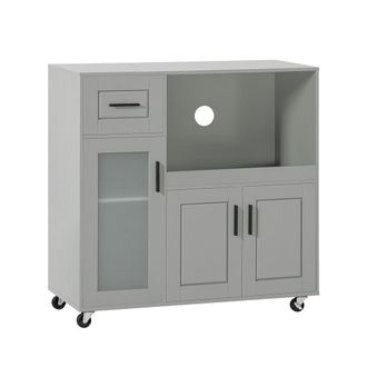 SoBuy Aparador Auxiliar De Almacenamiento Para Microondas Con Ruedas Aparador Cocina Con 3 Puertas Y Un Caj&oacute;n 89 X 40 X 89 Cm Fsb78-hg Sobuy Es