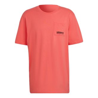 adidas Mens adidas originals Back Butterfly Printing Casual Sports Short Sleeve Swirl Fluorescent Red T-Shirt HF4796