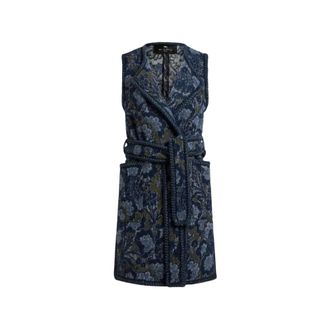 Etro Gilet con cintura e revers floreale - - Jackets - Donna - Blu - S