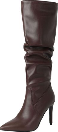 Generic Stiletto high Pointed Over-Knee high Boots Women fold Over Leather PU Pointed Toe Wide Calf High Heel Over The Knee Boots for Women Fashion Prom Party