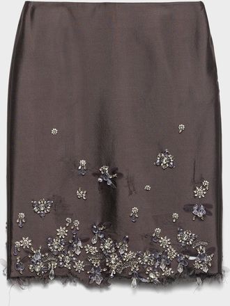 Prada Embroidered silk and wool skirt