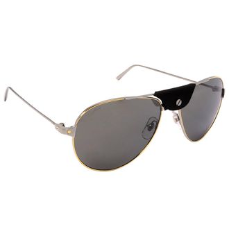 Cartier Santos de Cartier Silver Pilot Mens Sunglasses CT0038S 003 59