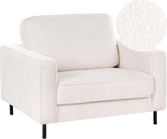 Beliani Beliani - Sill&oacute;n Moderno Minimalista De Boucl&eacute; Cojines Patas De Metal Blanco Savalen