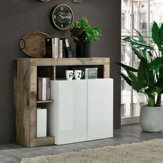 Vente-Unique Madia 2 ante linea Frame in Bianco Lucido e Pero