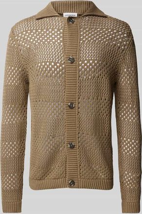 Lindbergh Lindbergh Cardigan mit Lochmuster Modell Crochet in Oliv, Gr&ouml;&szlig;e XL