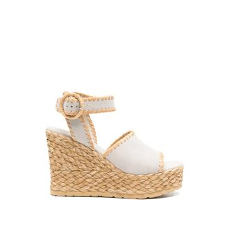 Paloma Barcel&oacute; Cindy Buckle Straw Wedge Sandals