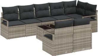 vidaXL Vidaxl - Garden Sofa Set with Cushion 8 pcs Light grey 100 x 55 x 73 cm