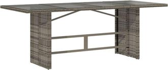 vidaXL Vidaxl - Mesa De Jard&iacute;n Superficie De Vidrio Rat&aacute;n Pe Gris 190x80x75 Cm