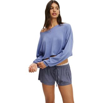 Cotton On Womens Off The Shoulder Cropped Knit in Daydream Blue at Nordstrom, Size Xx-Small